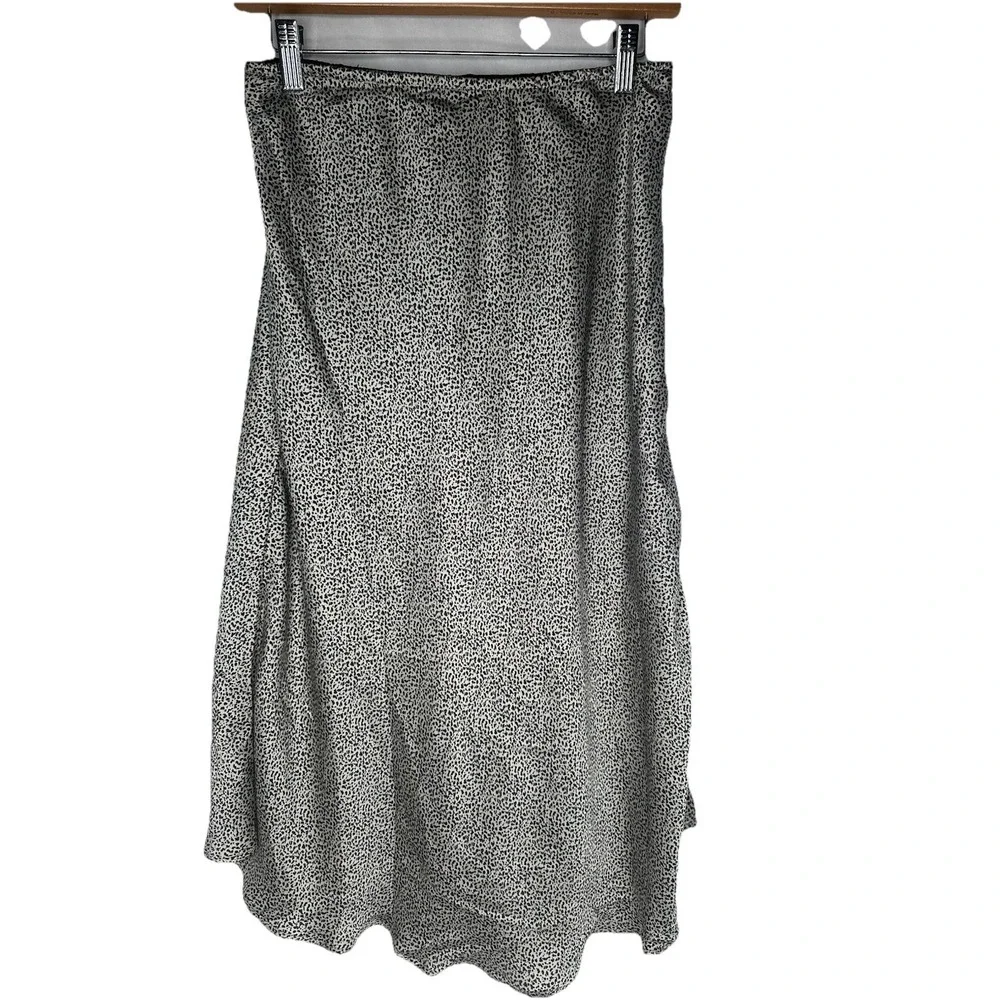 Sienna Sky Satin Spotted Black & White Midi Skirt Size L